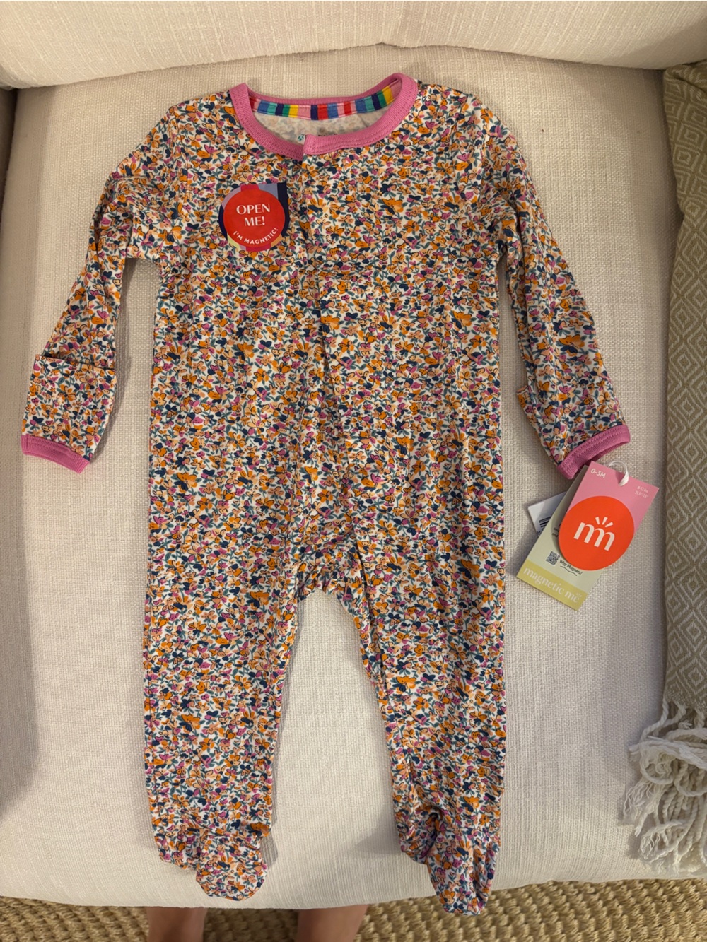 NWT Magnetic Me Girls' Floral Long-Sleeve Top - Pink, Orange, Blue